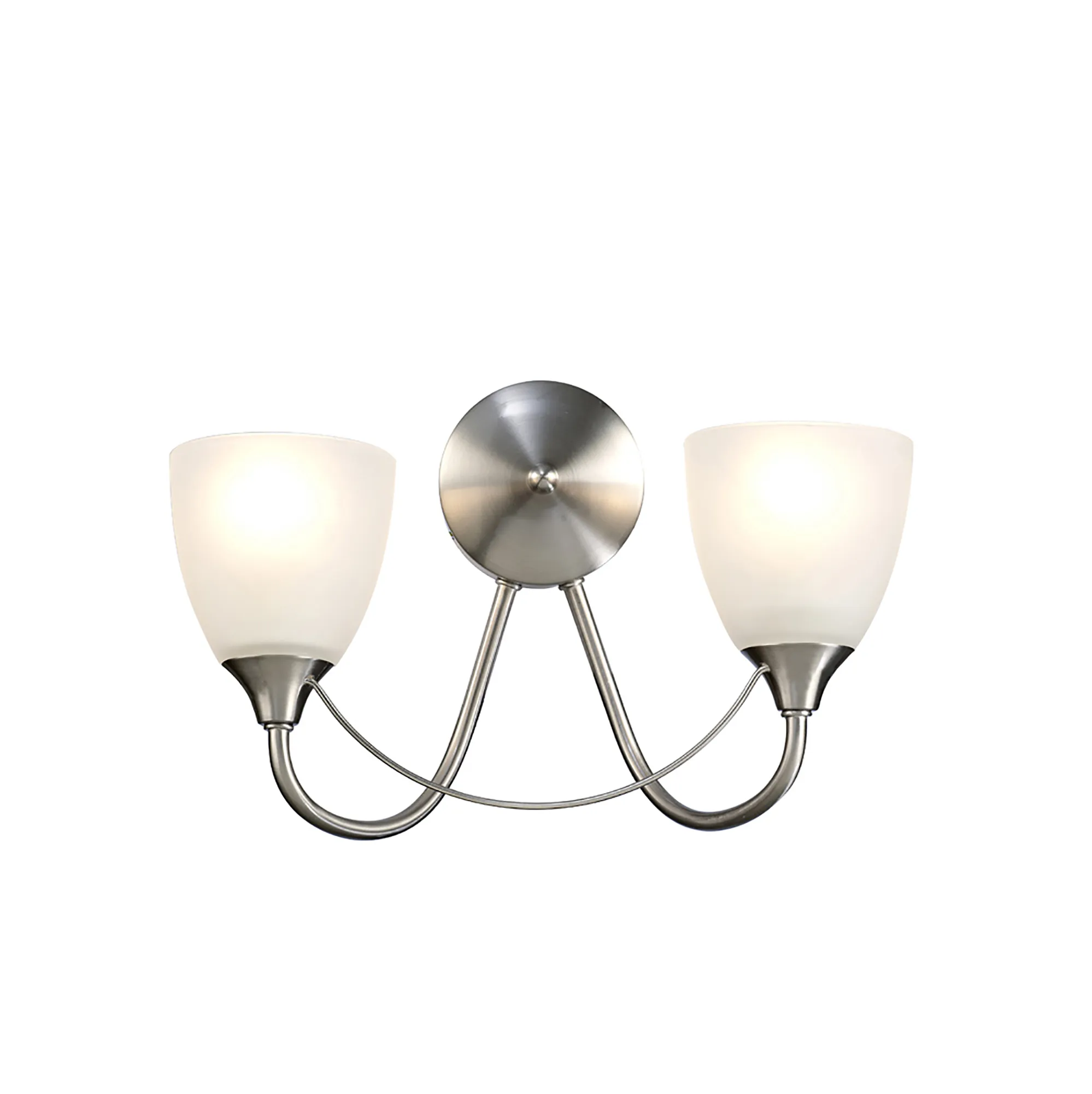 D0237  Cooper Wall Lamp 2 Light Satin Nickel, Opal Glass
